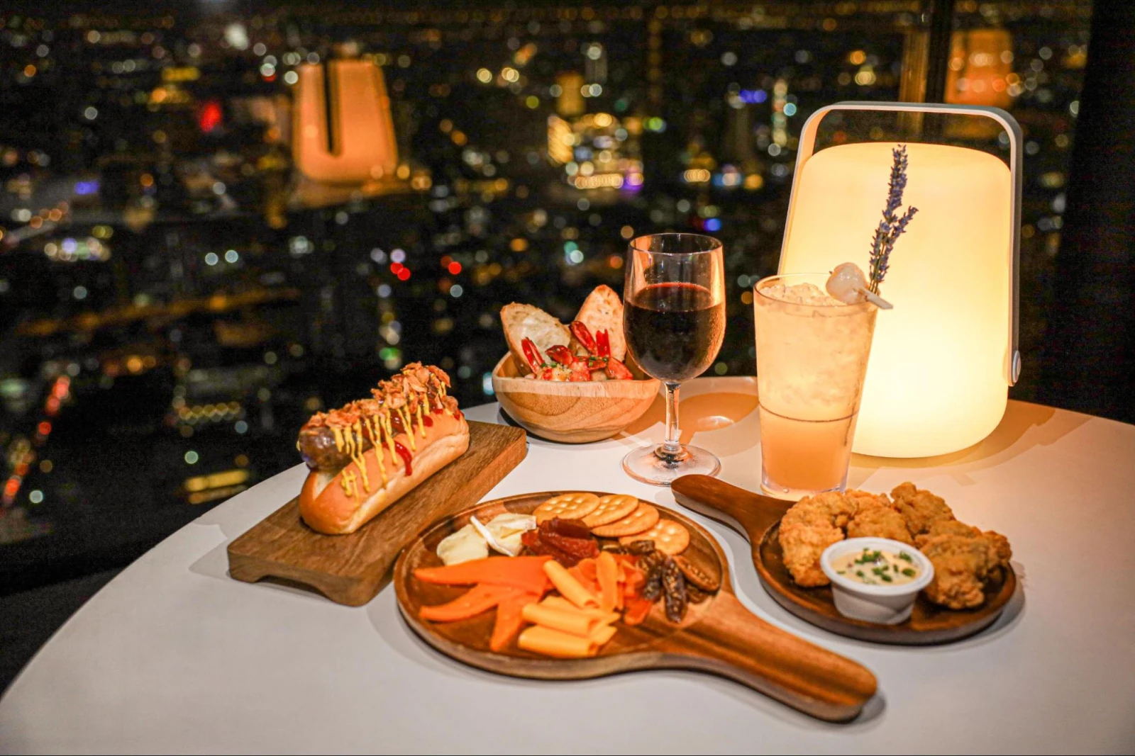 Rooftop Dining with City Skyline View